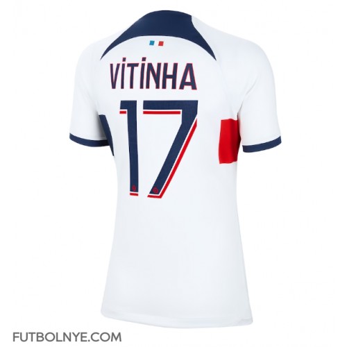 Camiseta Paris Saint-Germain Vitinha Ferreira #17 Visitante Equipación para mujer 2023-24 manga corta